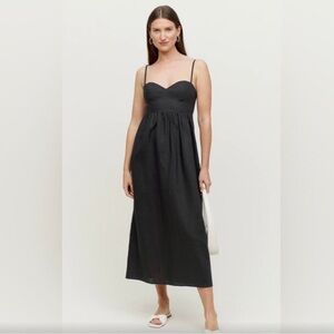 Reformation Odette Linen Black Dress 2